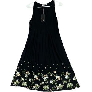 Klig Women’s Sleeveless Floral Midi Dress Black Size M.